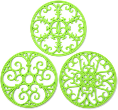 Silicone Trivet Mat - Non-Slip & Heat Resistant Kitchen Pads for Countertops & Table - Trivets for Hot Dishes & Cookware - Pot Holder for Pots & Pans - Pink, Set of 3