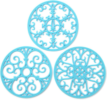 Silicone Trivet Mat - Non-Slip & Heat Resistant Kitchen Pads for Countertops & Table - Trivets for Hot Dishes & Cookware - Pot Holder for Pots & Pans - Pink, Set of 3