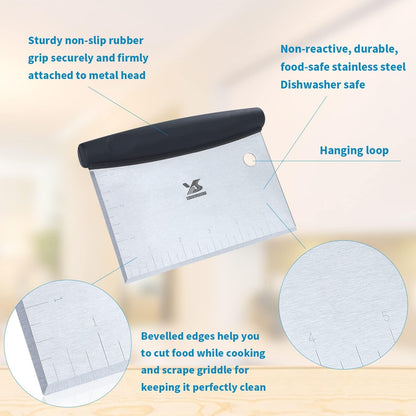 Dough Scraper Baking Pastry Cutter Good Grip Pastry Scraper Chopper Stainless Steel Dough Cutter
