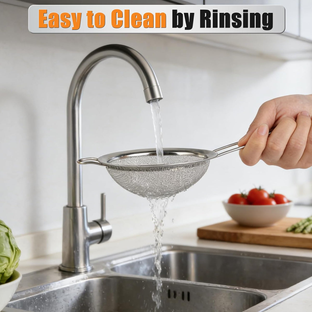 4PCS Fine Mesh Strainer Set, Premium Stainless Steel Fine Mesh Strainers, Food Fine Sieve with Non-Slip Handle, Perfect for Juice, Baking Flour, Drinks, Cocktails, Rice, Jam, Tea(2.8"/3.2"/3.9"/4.7")