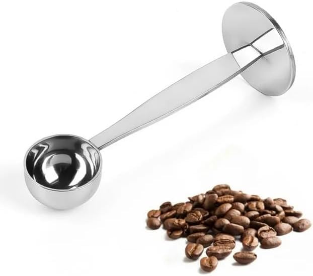 Silver Coffee Scoop Portable Stainless Steel Stand 2 In 1 Coffee Powder Measuring Scoops Tamper Spoon Tools, Coffee, Tea and Espresso, Kitchen and Dining, Coffee Scoops