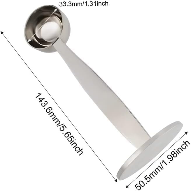Silver Coffee Scoop Portable Stainless Steel Stand 2 In 1 Coffee Powder Measuring Scoops Tamper Spoon Tools, Coffee, Tea and Espresso, Kitchen and Dining, Coffee Scoops