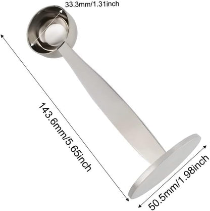 Silver Coffee Scoop Portable Stainless Steel Stand 2 In 1 Coffee Powder Measuring Scoops Tamper Spoon Tools, Coffee, Tea and Espresso, Kitchen and Dining, Coffee Scoops
