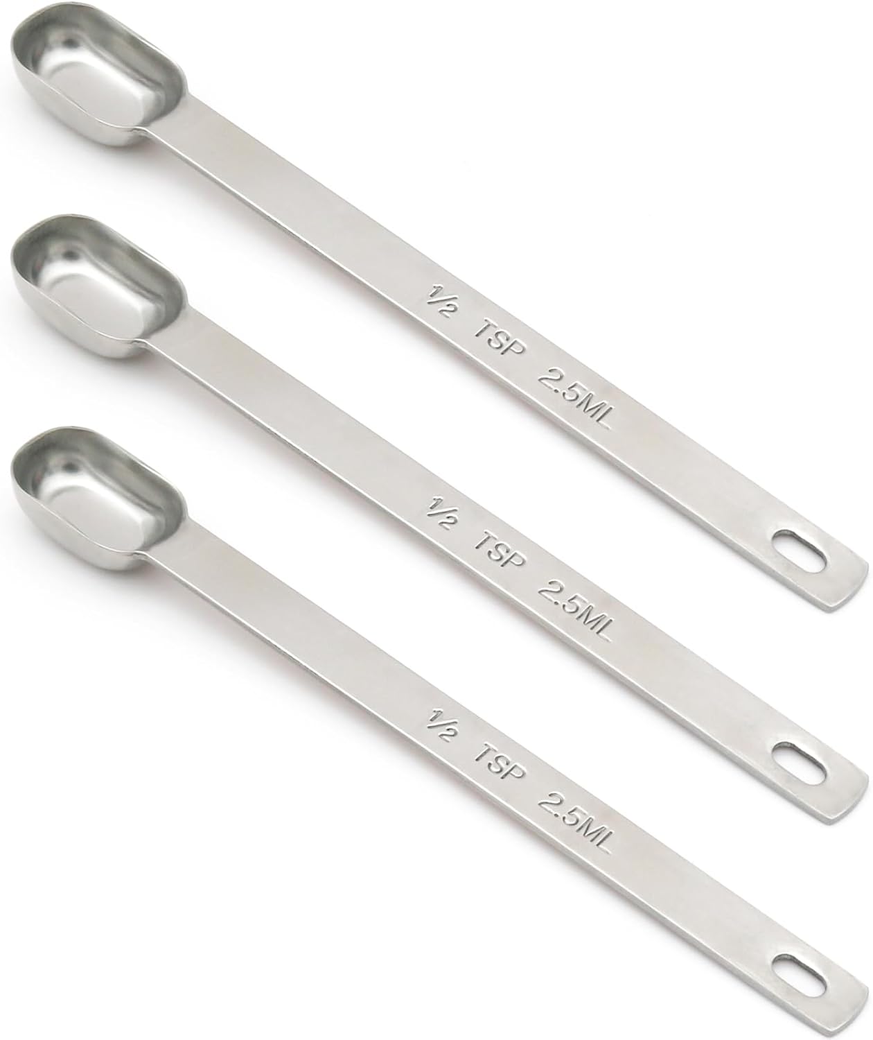 2PCS 1tsp (1/3tbsp, 5ml) Single Measuring Spoon, Stainless Steel Long Handle Individual Teaspoons Only