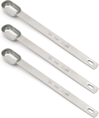 2PCS 1tsp (1/3tbsp, 5ml) Single Measuring Spoon, Stainless Steel Long Handle Individual Teaspoons Only