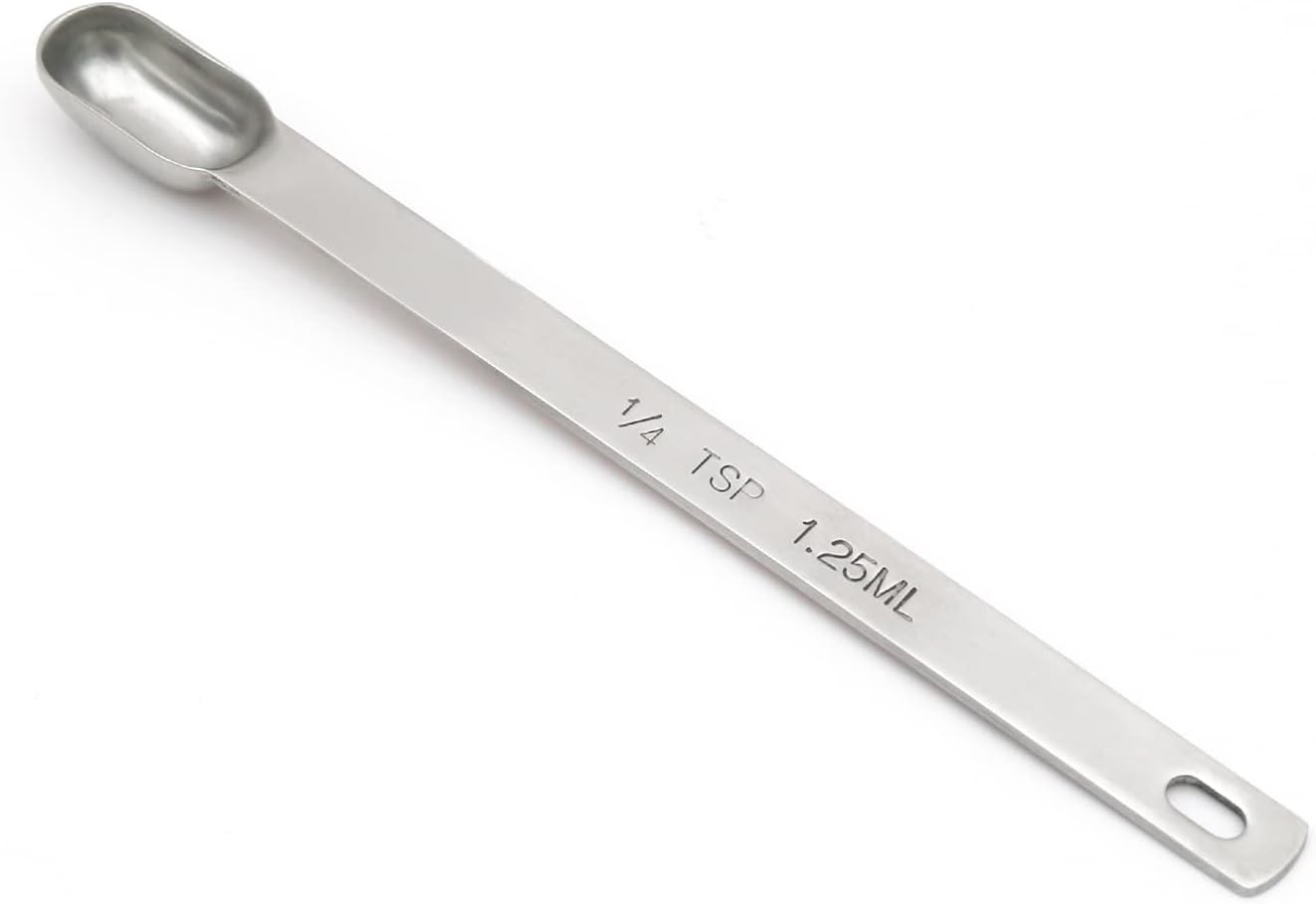 2PCS 1tsp (1/3tbsp, 5ml) Single Measuring Spoon, Stainless Steel Long Handle Individual Teaspoons Only