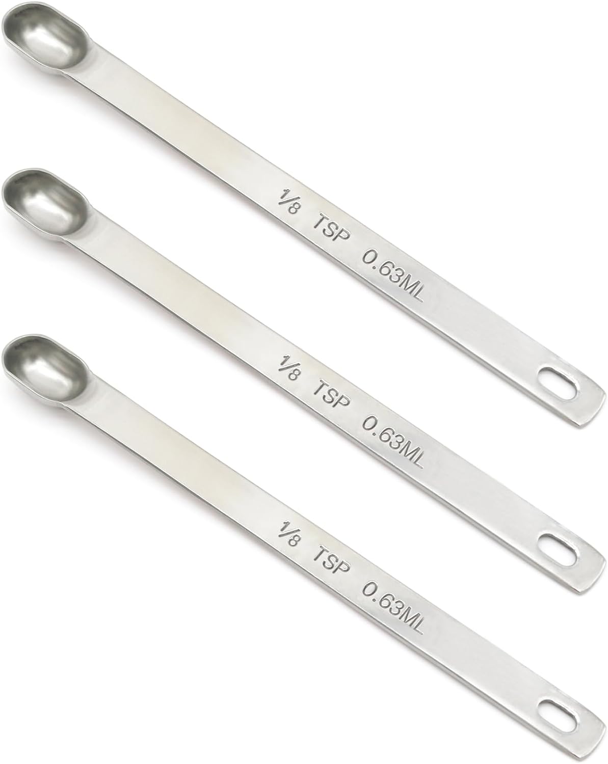 2PCS 1tsp (1/3tbsp, 5ml) Single Measuring Spoon, Stainless Steel Long Handle Individual Teaspoons Only