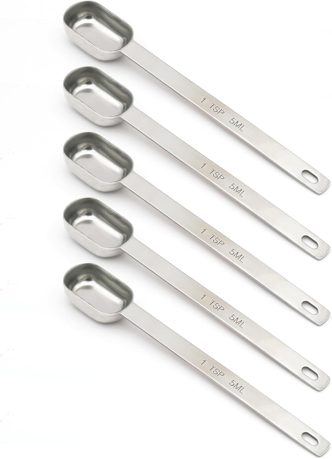 2PCS 1tsp (1/3tbsp, 5ml) Single Measuring Spoon, Stainless Steel Long Handle Individual Teaspoons Only
