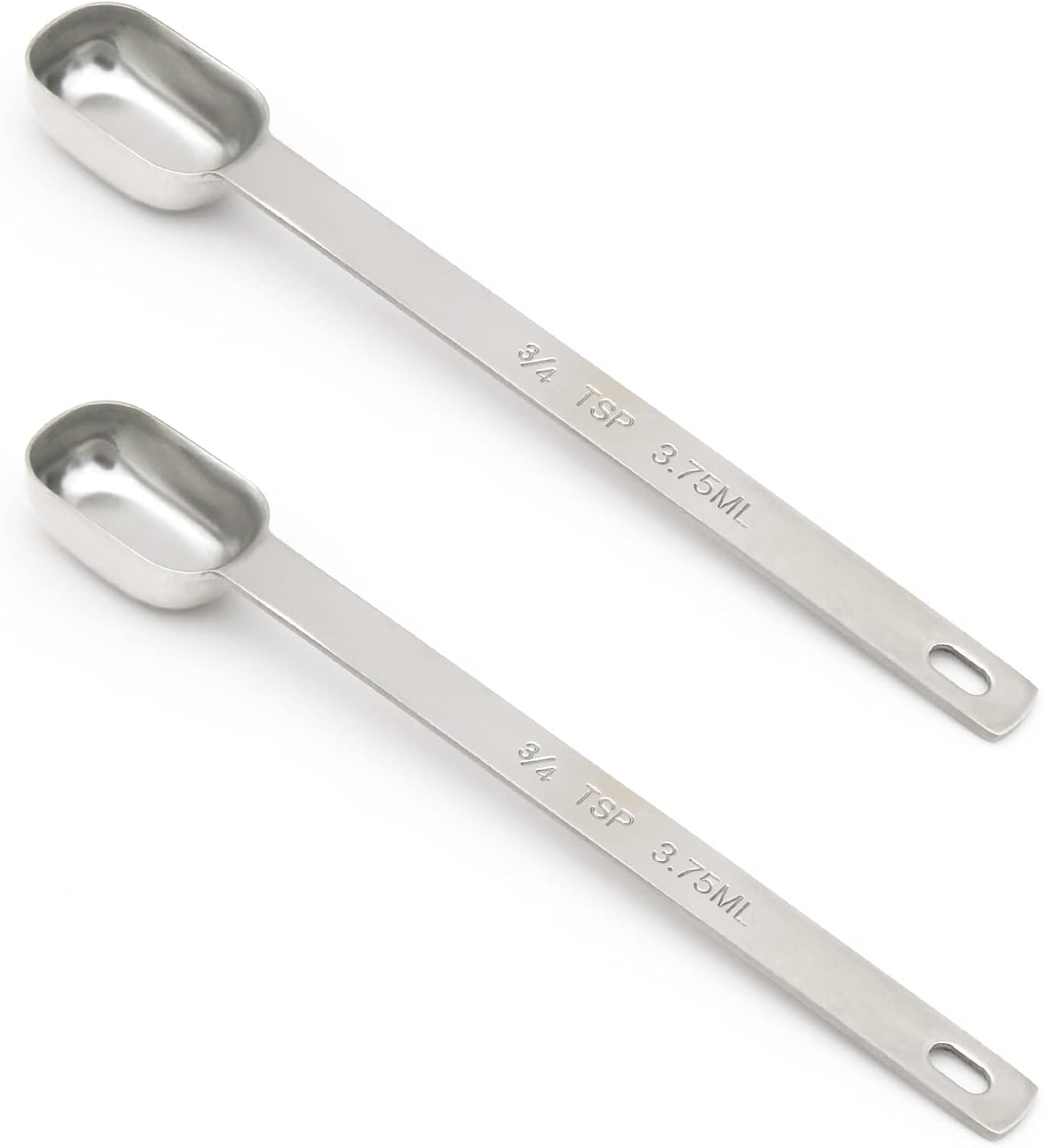 2PCS 1tsp (1/3tbsp, 5ml) Single Measuring Spoon, Stainless Steel Long Handle Individual Teaspoons Only