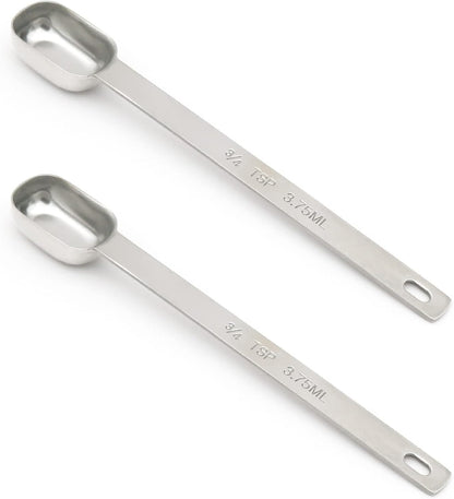 2PCS 1tsp (1/3tbsp, 5ml) Single Measuring Spoon, Stainless Steel Long Handle Individual Teaspoons Only