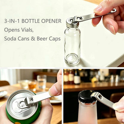 3 Pack Mini Vial Openers - Versatile Stainless Steel Oral Liquid Decappers for Botox, Medicines, and Beverages - Compact and Durable Bottle Opener Tool for Nurses, Pharmacies, and Home Use