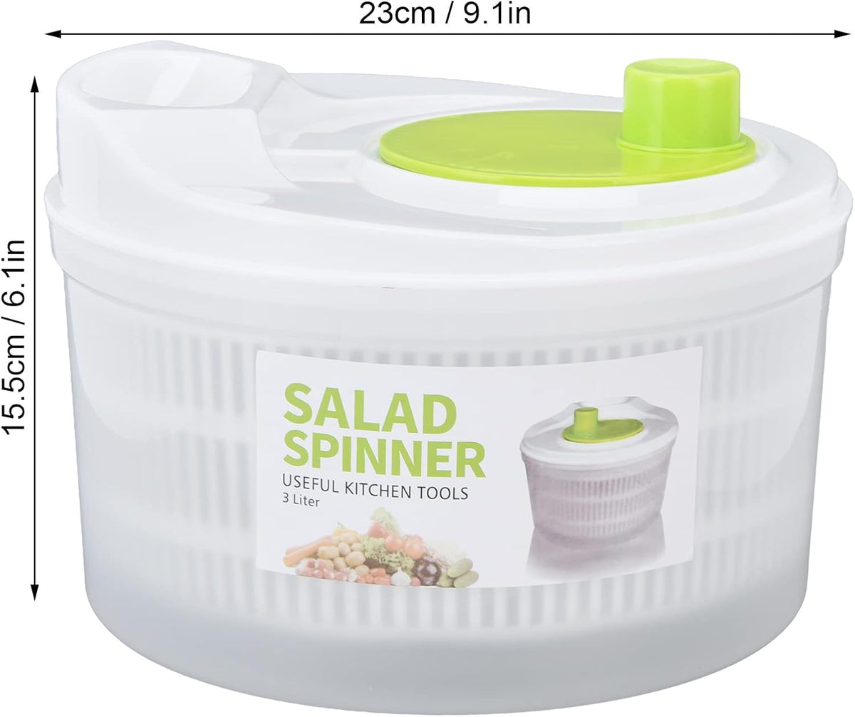 3L Salad Spinner Vegetable Dryer Manual Fruit Washer with Bowl Colander - Veggie Drainer Strainer for Lettuce Spinach
