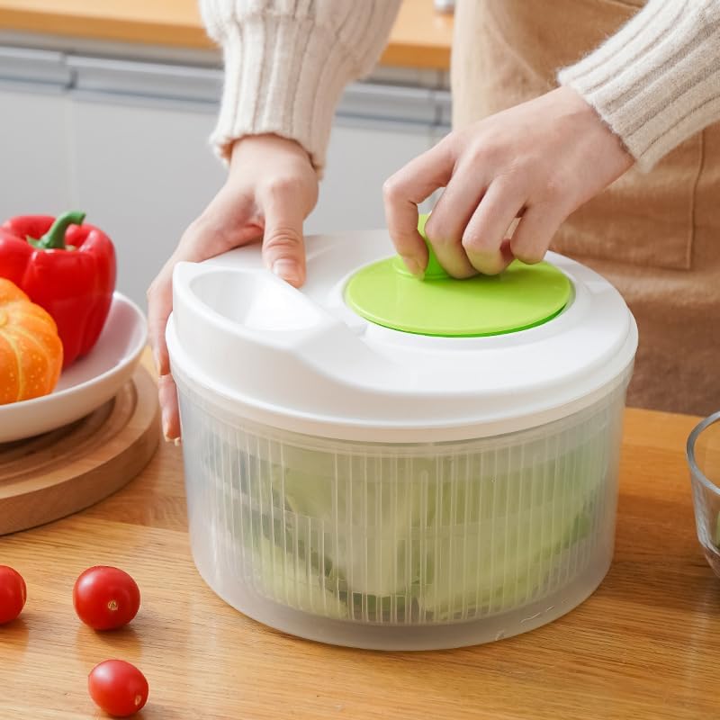 3L Salad Spinner Vegetable Dryer Manual Fruit Washer with Bowl Colander - Veggie Drainer Strainer for Lettuce Spinach