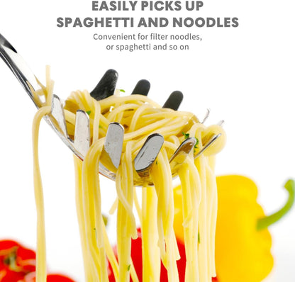 Spaghetti Spoon Stainless Steel Silver Pasta Spoon with Teeth Versatile Kitchen Tool for Noodle Egg Ramen Soup and Dumplings Cooking Pasta Server Utensil for Home Use 9.4 Inch
