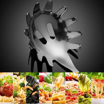 Spaghetti Spoon Stainless Steel Silver Pasta Spoon with Teeth Versatile Kitchen Tool for Noodle Egg Ramen Soup and Dumplings Cooking Pasta Server Utensil for Home Use 9.4 Inch