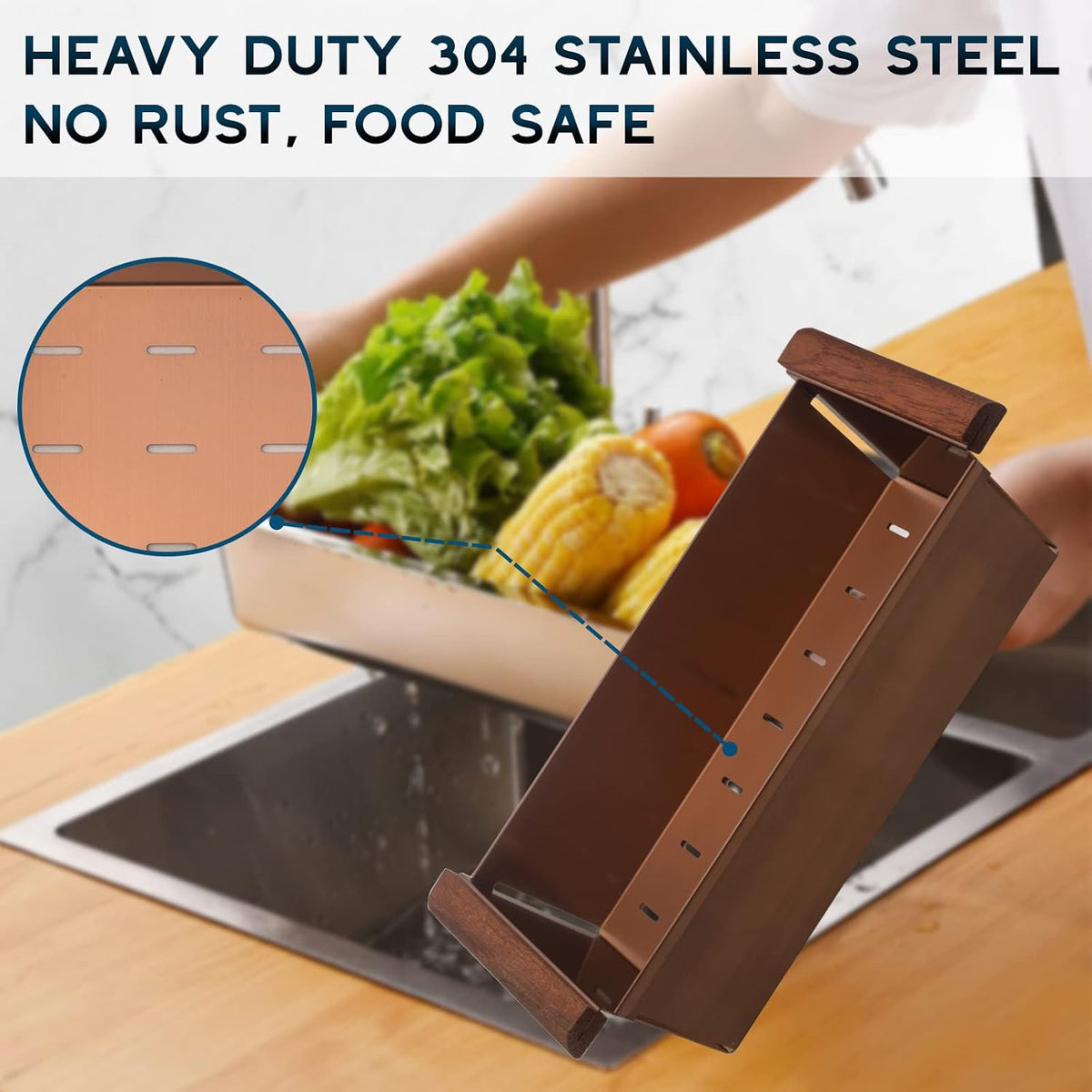 Strictly Sinks Over the Sink Stainless Steel Colander for Workstation Sinks