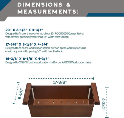 Strictly Sinks Over the Sink Stainless Steel Colander for Workstation Sinks