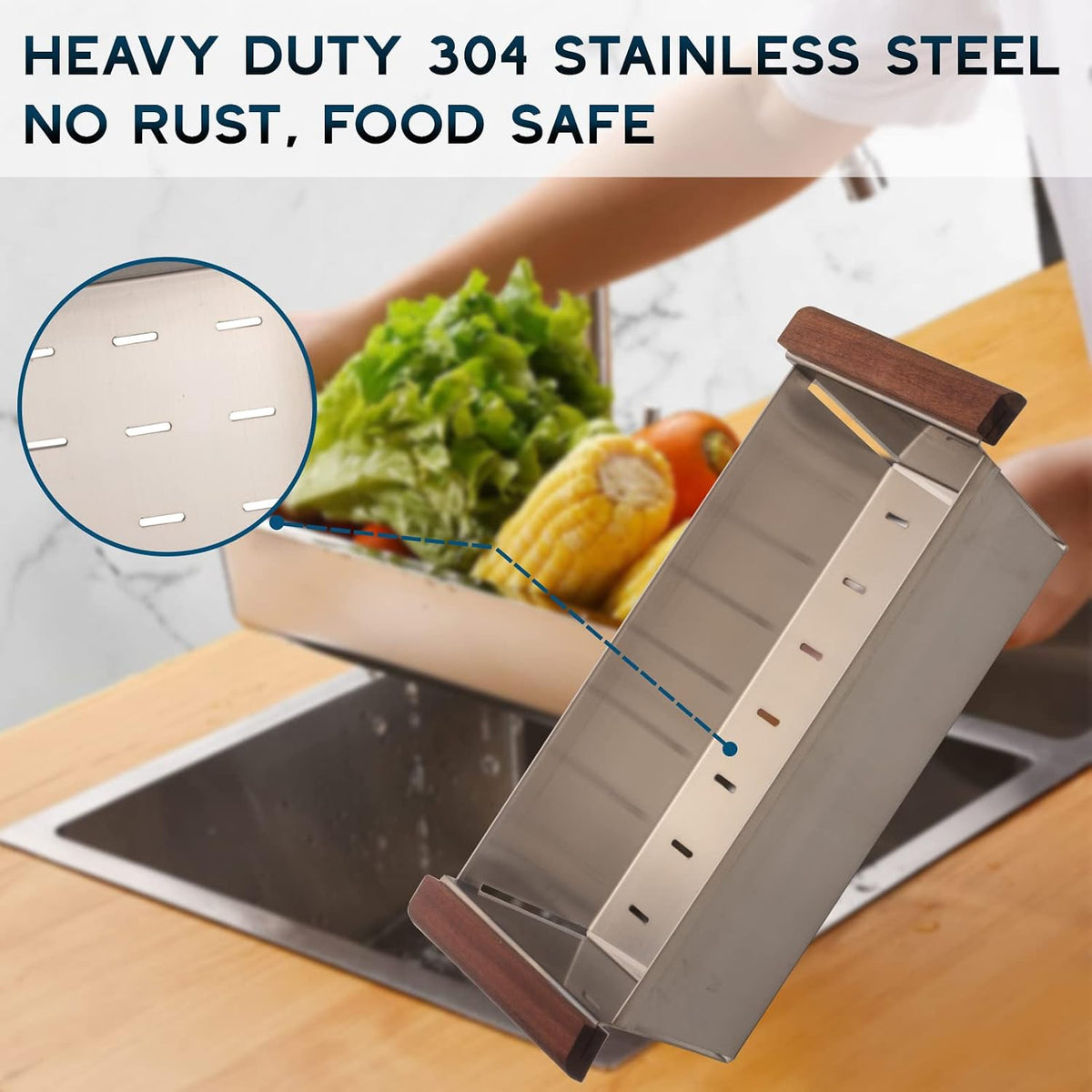 Strictly Sinks Over the Sink Stainless Steel Colander for Workstation Sinks