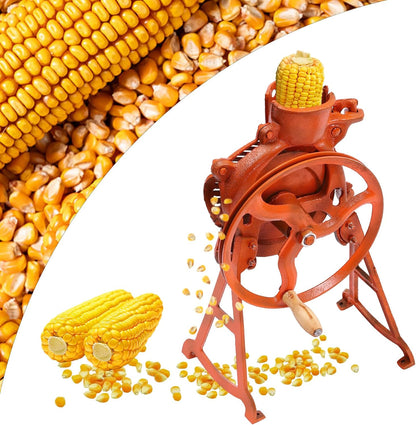 Corn Sheller, Hand Crank & Electric Corn Thresher Peeling Peeler, Corn Cob Stripper Tool with Handle, Manual Dry Corn Shelling Machine for Small Farm and Household Usage (Orange)