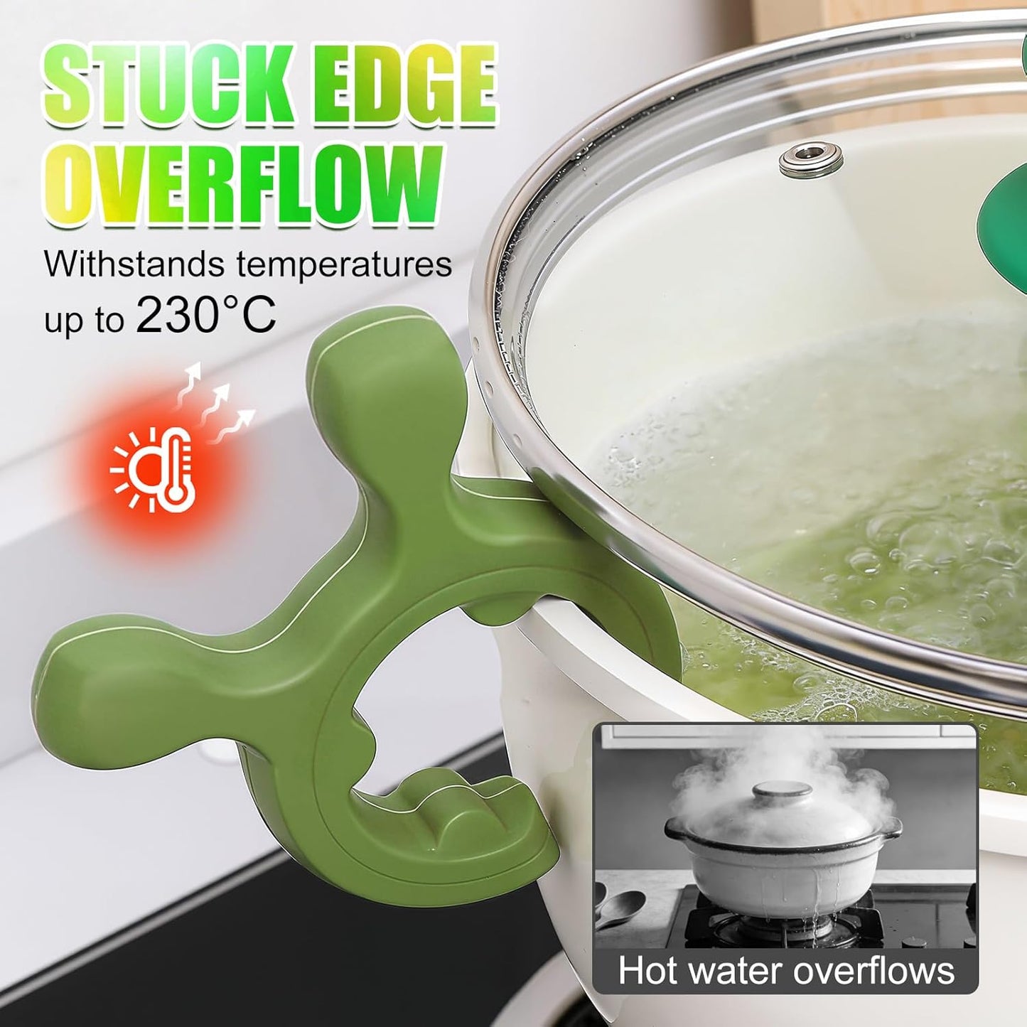 Multifunction Silicone Pot Handle Spatula Rack, 2026 Non-Slip Spoon Holder, Kitchen Gadgets, Steam Releaser,Utensil Anti Scalding Pot Clip for Cooking Accessories (1, 3 Color)