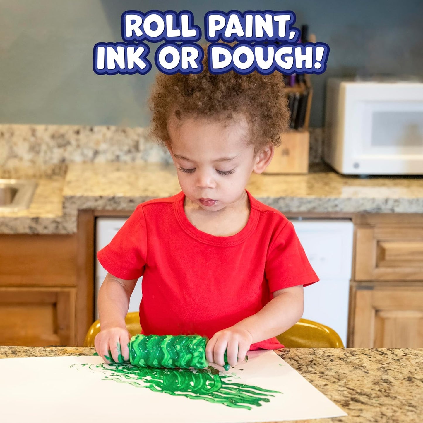 Paint and Dough Texture Rollers, Set of 4 | Patterned Rolling Pins for Kids, Craft Accessories and Art Tools, Original Colors
