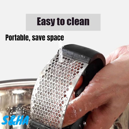 S&HA Stainless Steel Garlic Masher Kitchen Device Household Manual Annular Garlic Press Garlic Grinder New Innovative Garlic Crusher
