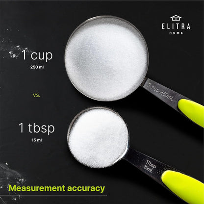 Complete Measuring Set, 13-Pack Stainless Steel Cups, Spoons, Plastic Measuring Pitchers with Spout - Engraved Measurements, Non-Slip Handles - Cooking & Baking Essentials