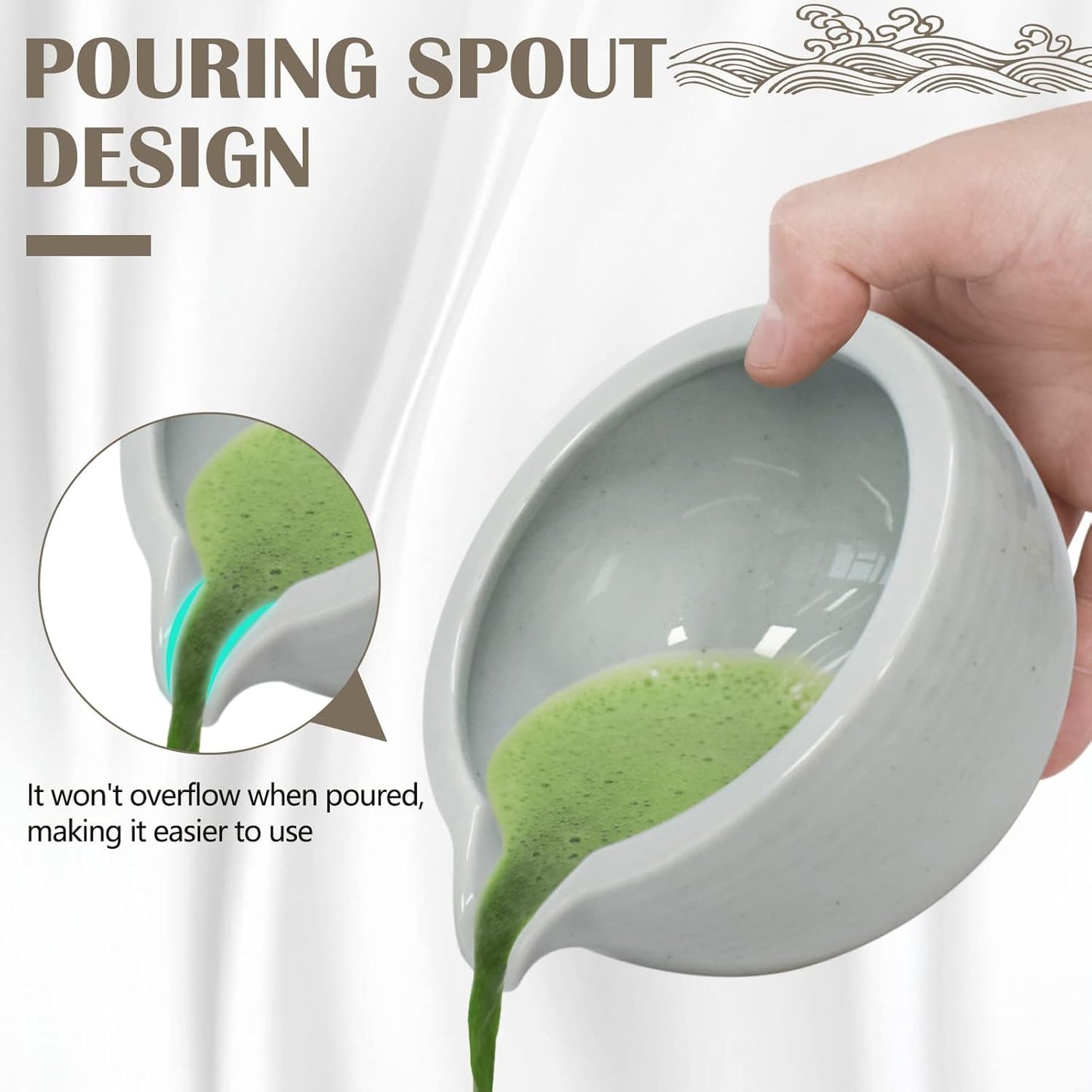 9Pcs Japanese Matcha Tea Set, Matcha Bowl with Pouring Spout, Matcha Whisk, Ceramic Whisk Holder, Tea Scoop, Matcha Powder Caddy, Traditional Handmade Matcha Ceremony Gift Box Kit