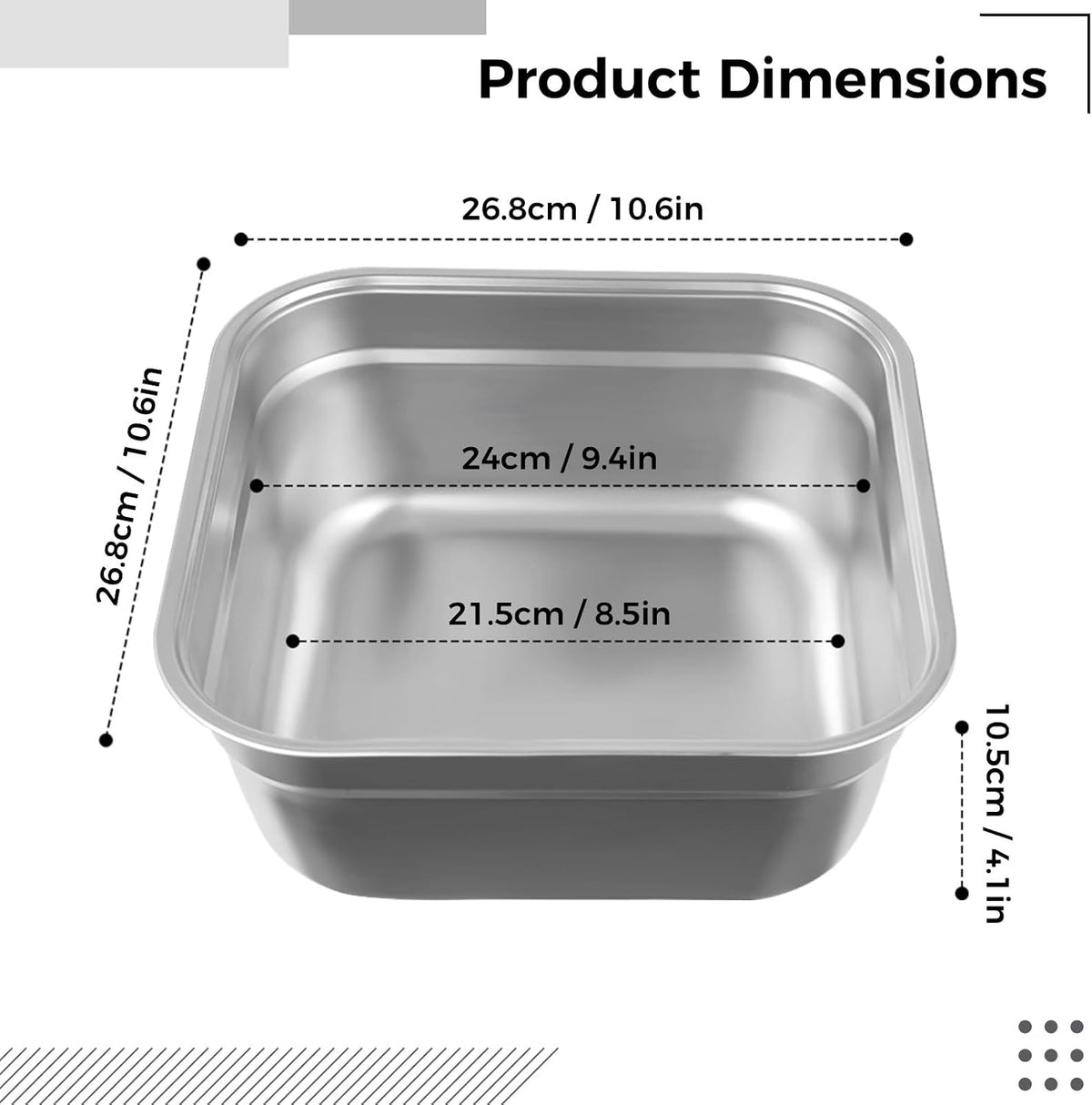 Stainless Steel Washing Up Bowl, Large Multi-Purpose Dish Tub for Sink