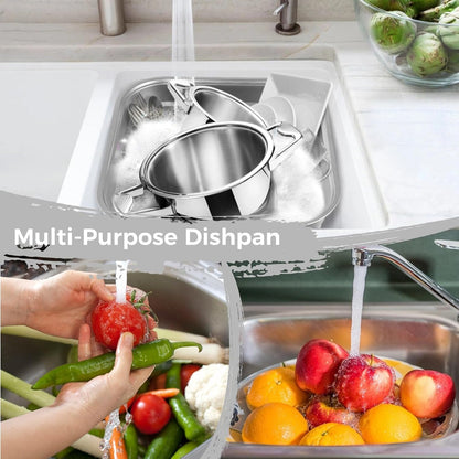 Stainless Steel Washing Up Bowl, Large Multi-Purpose Dish Tub for Sink