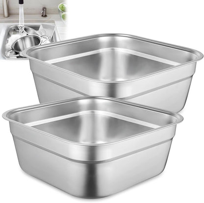 Stainless Steel Washing Up Bowl, Large Multi-Purpose Dish Tub for Sink