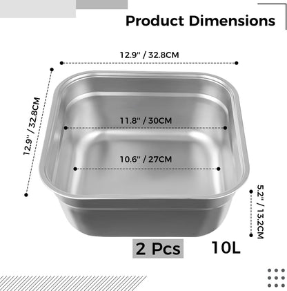 Stainless Steel Washing Up Bowl, Large Multi-Purpose Dish Tub for Sink