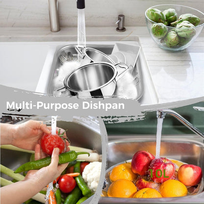 Stainless Steel Washing Up Bowl, Large Multi-Purpose Dish Tub for Sink