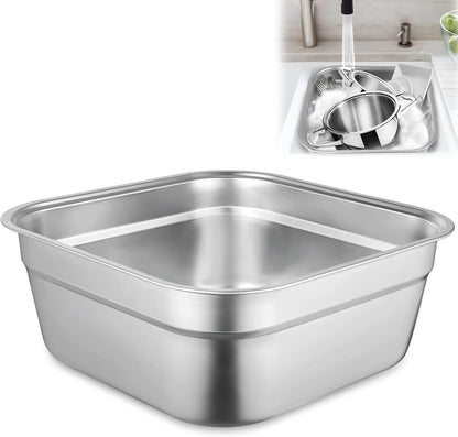 Stainless Steel Washing Up Bowl, Large Multi-Purpose Dish Tub for Sink