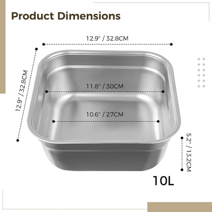 Stainless Steel Washing Up Bowl, Large Multi-Purpose Dish Tub for Sink