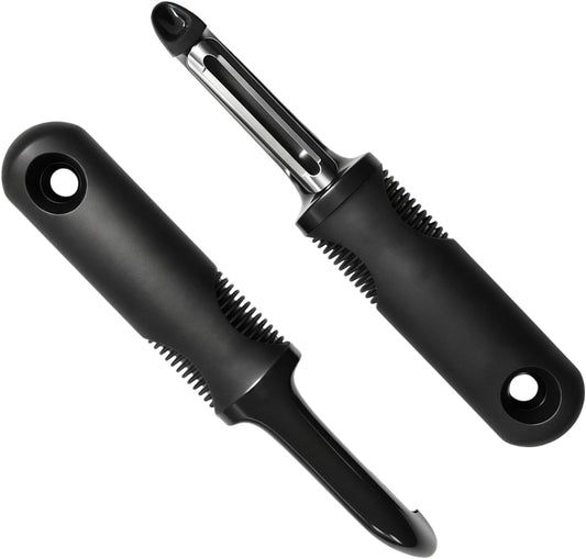 Swivel Vegetable Peeler 2 Pcs Set, Stainless Steel Potato Peelers for Kitchen, Ergonomic Non-Slip Grip Fruit Peeler for Carrot & Veggie, Built-in Blemish Remover