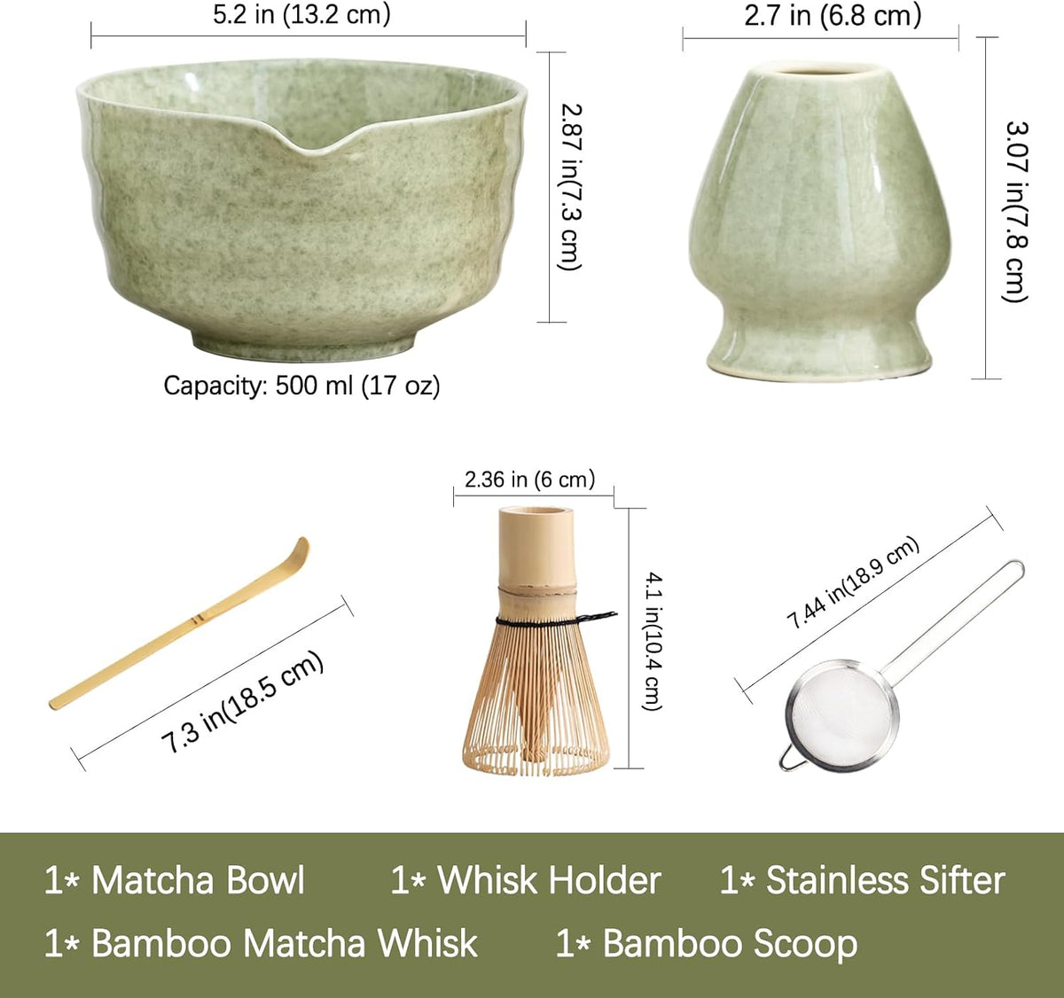 Matcha Set, 17 OZ Matcha Bowl, Matcha Kit for Matcha Lovers.