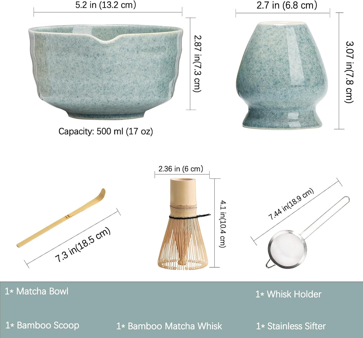 Matcha Set, 17 OZ Matcha Bowl, Matcha Kit for Matcha Lovers.