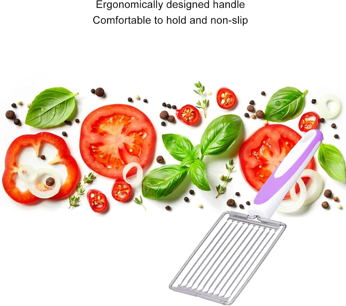 Luncheon Meat Cutter,Stainless Tomato Slicer Fruits Cutter Luncheon Meat Slicer with Handle Cheese Boiled Egg Ham Tomato Serrated Slicing Knife