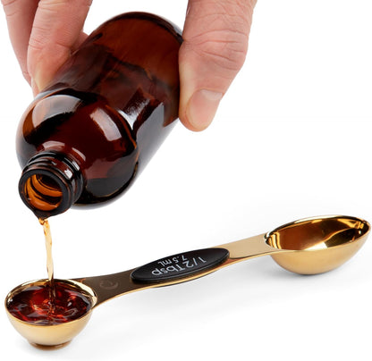 Magnetic Measuring Spoons, Set of 5 – Black, Easy to Store with Magnetic Design (Rose Gold)
