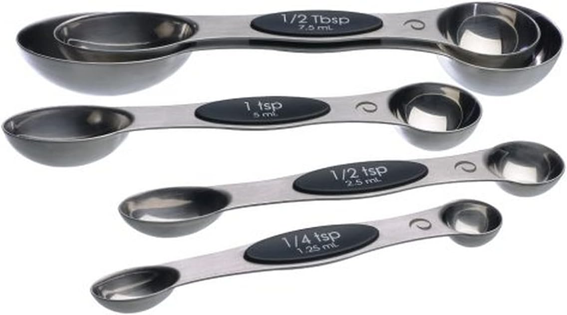 Magnetic Measuring Spoons, Set of 5 – Black, Easy to Store with Magnetic Design (Rose Gold)