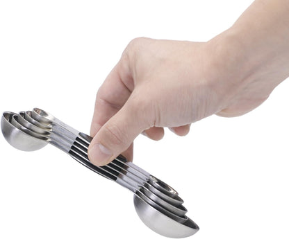 Magnetic Measuring Spoons, Set of 5 – Black, Easy to Store with Magnetic Design (Rose Gold)