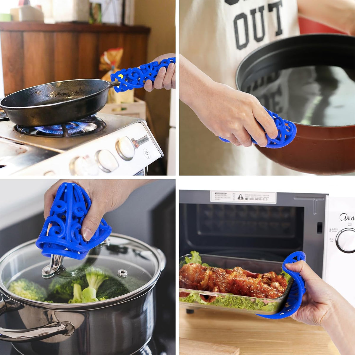 3PCS Heat Resistant Silicone Trivet Mats for Hot Dishes, Black | Flexible, Non-Slip, Modern Kitchen Trivets Protects Table & Countertop, For Teapots Pans Bowls, Daily Kitchen Use