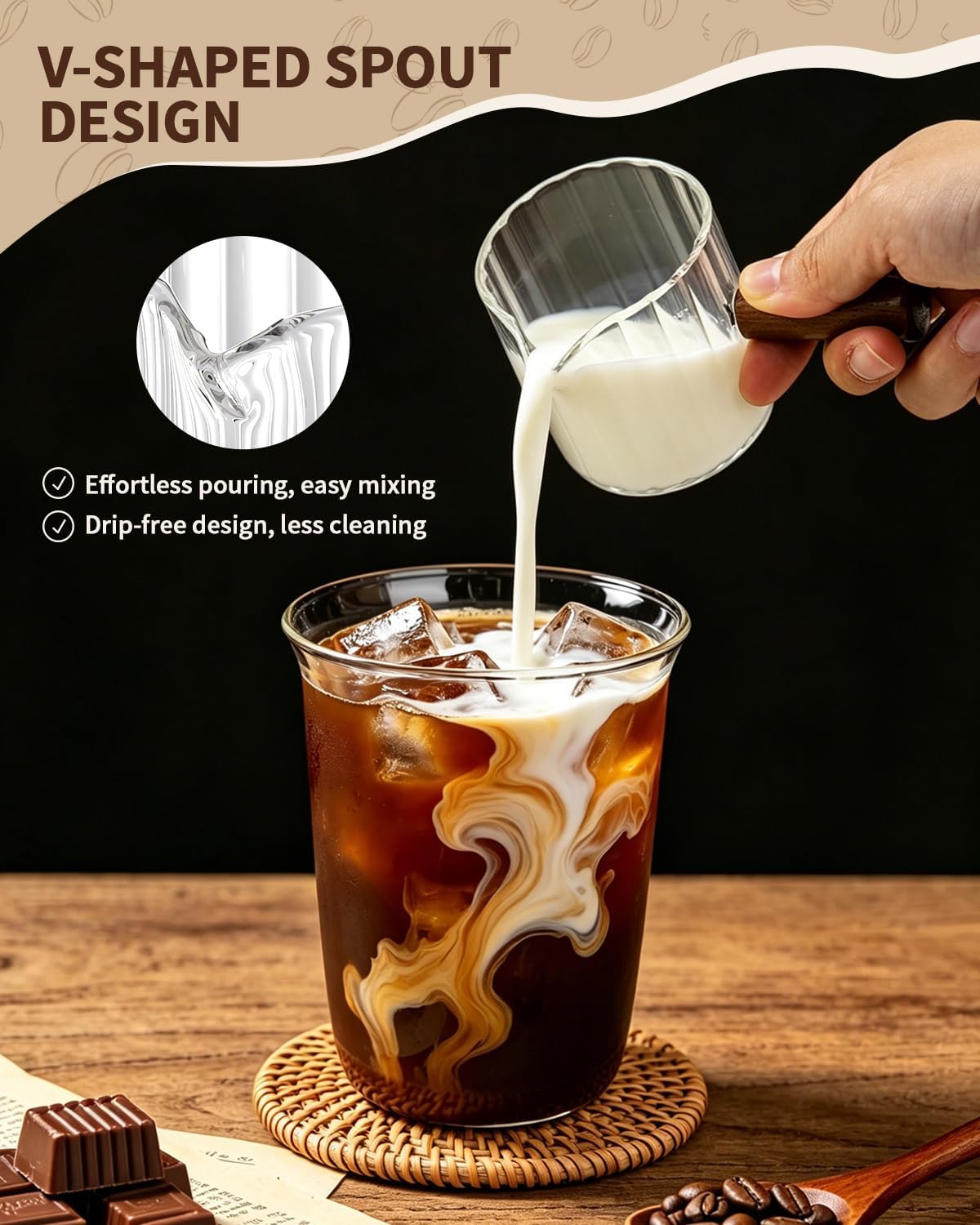 2Pcs Espresso Cups 4oz, V-Spout Espresso Shot Cups, Coffee Accessories/Gift