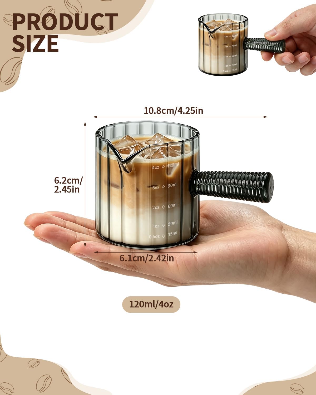 2Pcs Espresso Cups 4oz, V-Spout Espresso Shot Cups, Coffee Accessories/Gift