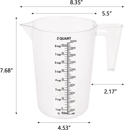 32oz Measuring Pitcher with Permanent Laser-Etched Markings | Food-contact grade PC, 4-cup capacity with handle for brewing, dilution, motor oil, pool & lawn chemicals and kitchen use.