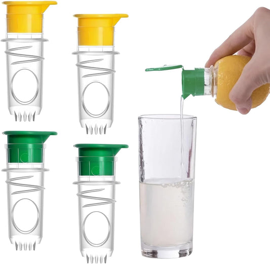 Screw-Top Lemon Squeezer, 4PCS Manual Juicer with Filter, Portable Citrus Juicer for Lemon/Lime/Orange Food Grade Lime Squeezer BPA-Free Easy to Clean & Carry