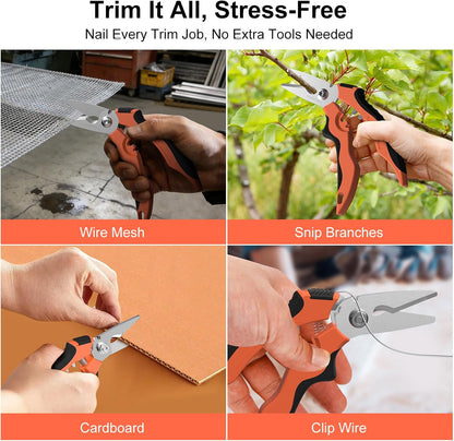 Tin Snips - Stainless Steel Utility Scissors, Wire Cutters Heavy Duty