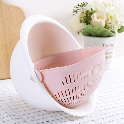 Colander Strainers for Kitchen, Fruit Cleaner Double Layer Drain Basket Fruit Vegetable Washing Bowl,Cleaning Bowl for Pasta Salad Berry Cleaning Mixing(white)