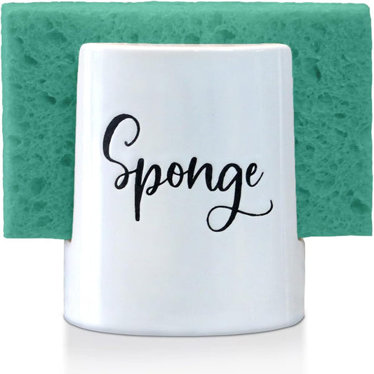 Sponge Holder for Kitchen Sink - Rustic Farmhouse Home & Kitchen Decor - White Ceramic